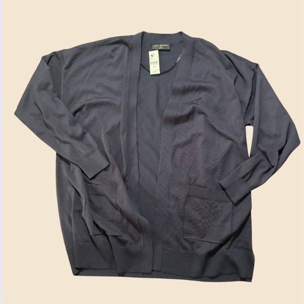 Lane Bryant Women’s 18/20 Navy Open Front‎ Cardigan Long Sleeve Pocket NWT